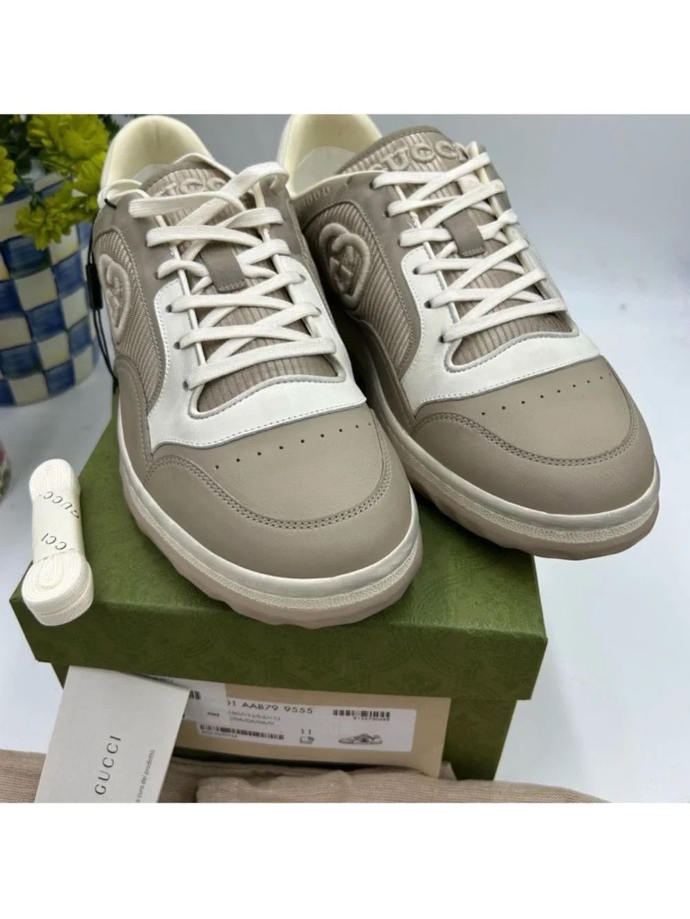 Men’s Gucci MAC 80 low top leather sneakers size 11 fits 11.5 US made in Italy